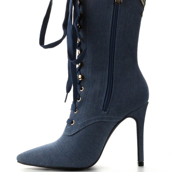 NIB Cape Robbin Embroidered Rose Denim Boots Sizes 6, 6.5, & 7.5 USA - Picture 9 of 12